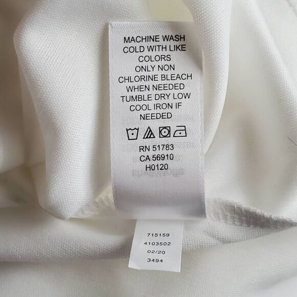 White Flutter Sleeve Midi Dress Women’s Size Unknown V-Neck Lined Elastic Waist - Picture 8 of 10